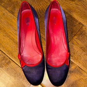 Grasshoppers Red Hat Society Purple with Red Trim Kitten Heel